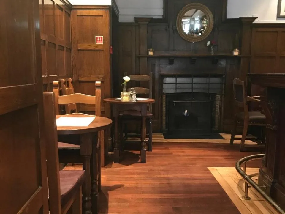 Dining room with fireplace